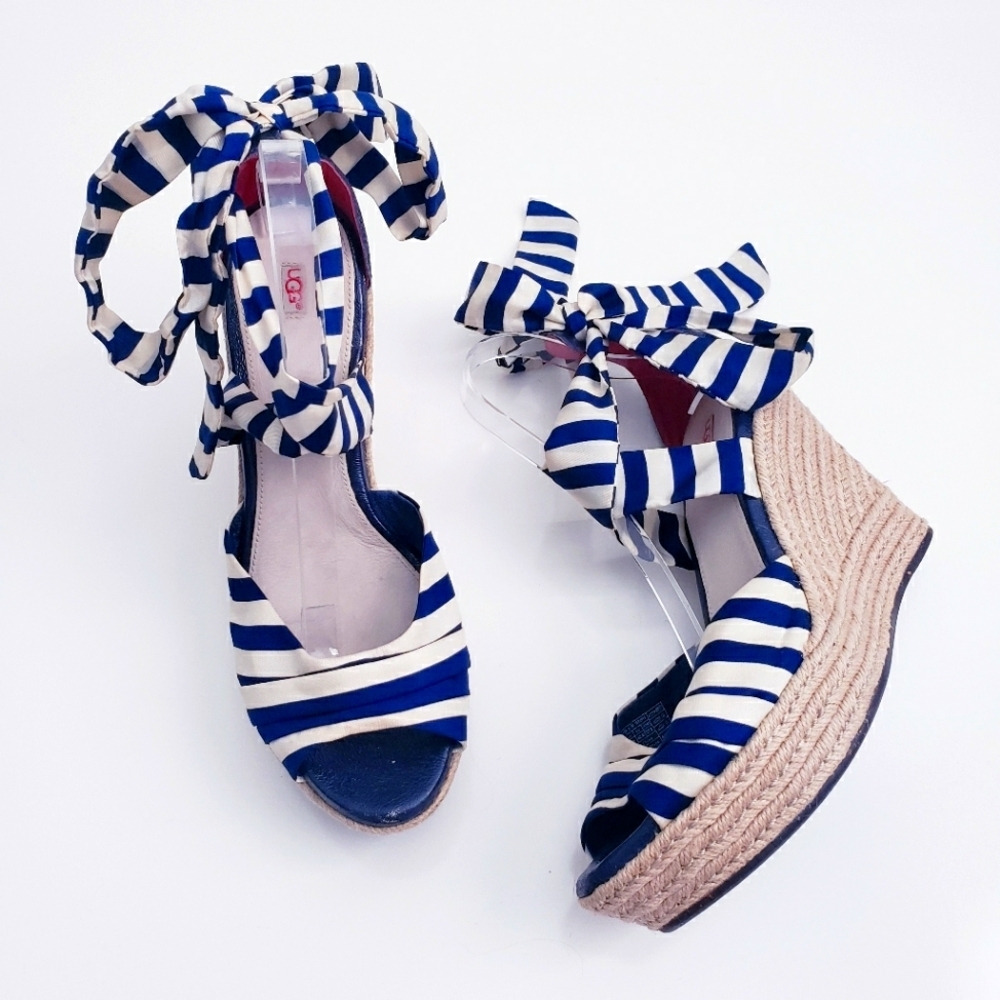 UGG Lucianna Stripe Wedge Sandal Heel Resort - Picture 2 of 9